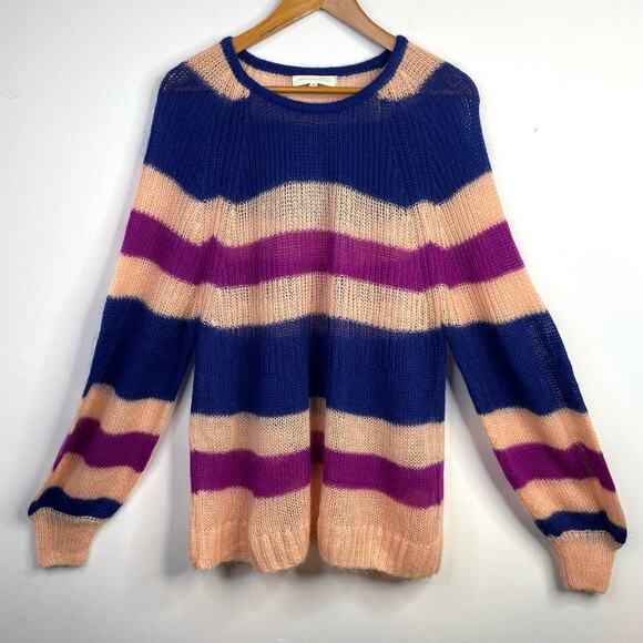Hansel from Basel HFB Lightweight Slouchy Striped Mohair Blend Sweater 3 L XL - Picture 1 of 11